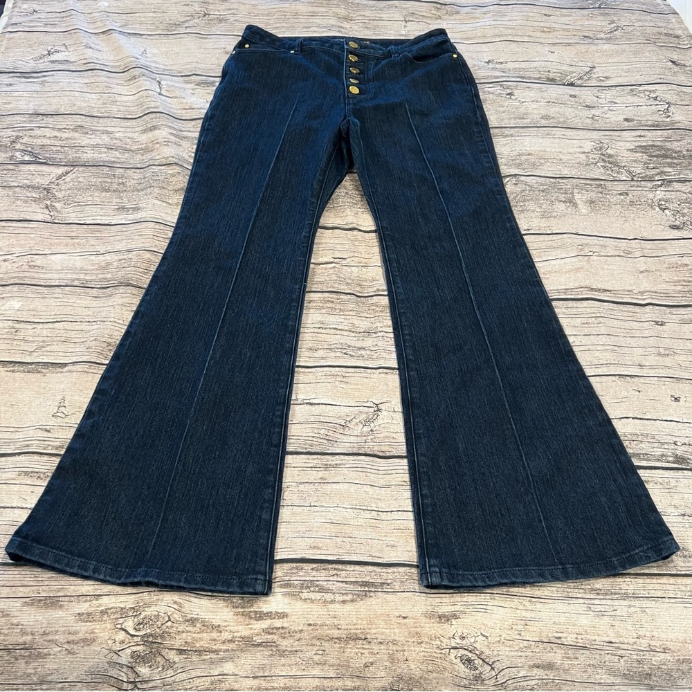 Like new! Michael Kors Dark Wash Button Fly Selma Flare jeans size 10